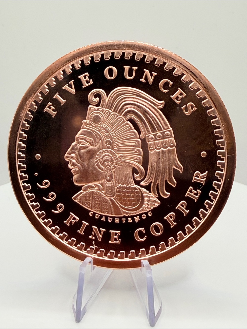 5 oz Aztec .999 Fine Copper Bullion Round